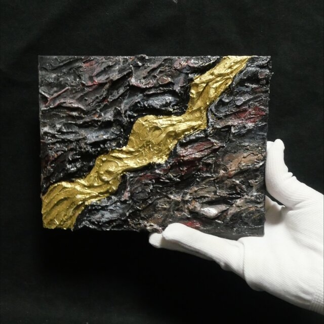 原画『Gold Vein』F0号 抽象画 テクスチャーアート 壁掛け モダン