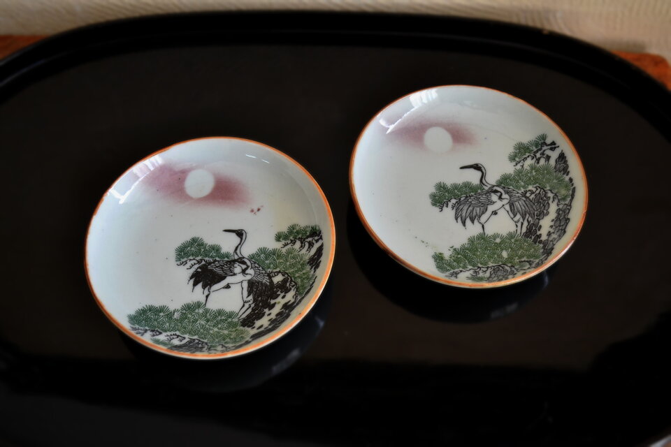 印判手 松鶴図皿 二枚組 Japan Craft 直径13cm | iichi 日々の