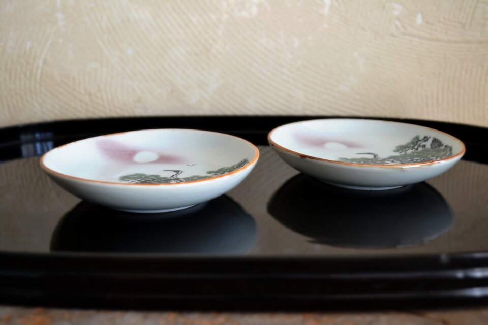 印判手 松鶴図皿 二枚組 Japan Craft 直径13cm | iichi 日々の