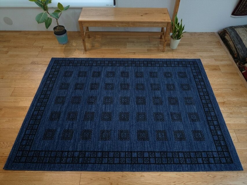 【美品】ガゼニラハット　天然ウールのラグ　約122㎝✖️45㎝　定価46000円 ハンドメイド 天然ラグ ガゼニラハット COLOR Ver ラグ 197x142