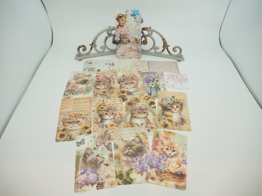 猫♡おすそ分けファイル♡コラージュ♡BOOKタイプ♡がま口ポーチ付き