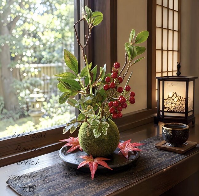 光触媒 人工観葉植物 ウォールグリーン フェイクグリーン 苔玉ドウダン