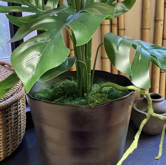 光触媒 人工観葉植物 ウォールグリーン フェイクグリーン モンステラ黒