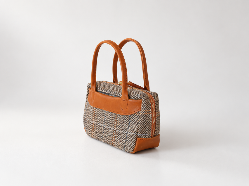 秋冬新作】Harris Tweed × 本革 ミニスクエアバッグ 2WAY｜隠し