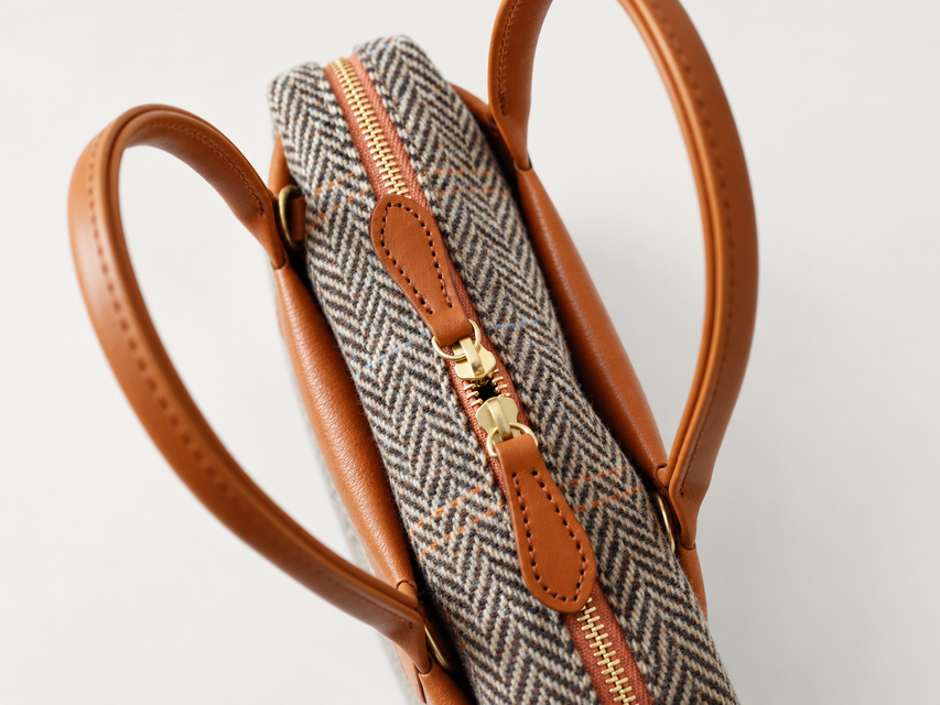 秋冬新作】Harris Tweed × 本革 ミニスクエアバッグ 2WAY｜隠し