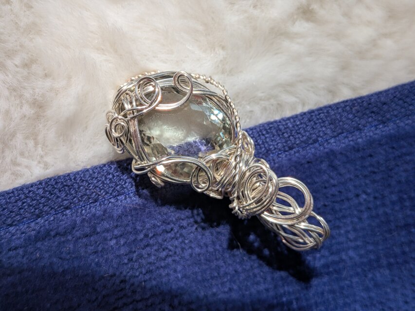 大粒25.00ct】ブラジル産グリーンアメジストのペンダントトップ銀の