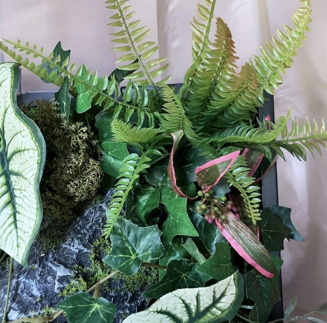 光触媒 人工観葉植物 ウォールグリーン フェイクグリーン 黒フレーム