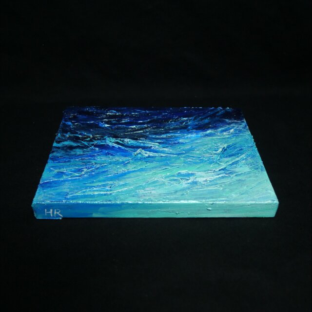抽象画『刹那の深淵』テクスチャーアート 海の立体絵画 F0 キャンバス