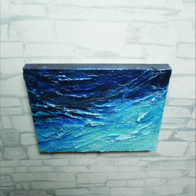 【原画・油絵・一点物】花片の地層（仮題）／抽象画 F3サイズ 抽象画『刹那の深淵』テクスチャーアート 海の立体絵画 F0 キャンバス