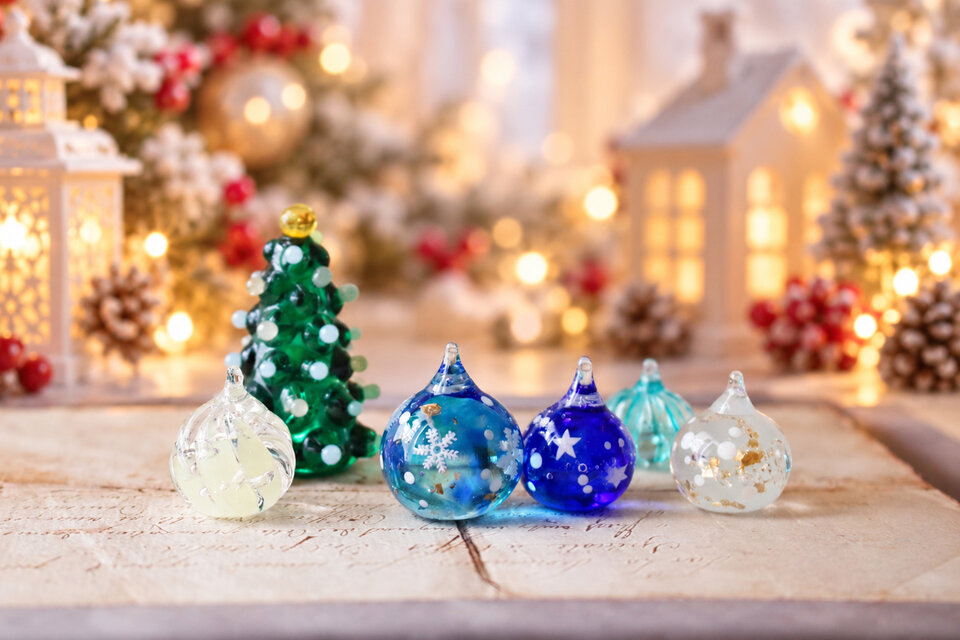 星降る聖夜のガラスオーナメント】～小さなガラスのクリスマスセット