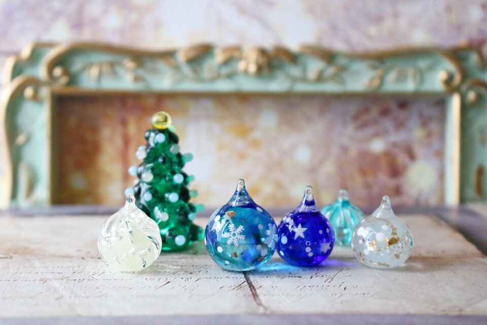 星降る聖夜のガラスオーナメント】～小さなガラスのクリスマスセット