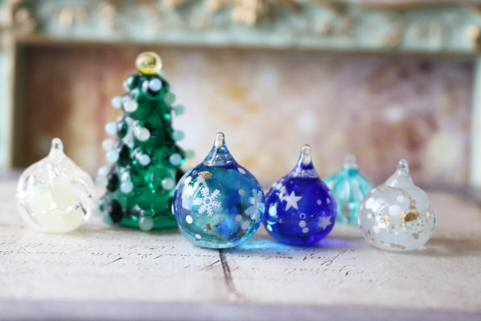 星降る聖夜のガラスオーナメント】～小さなガラスのクリスマスセット