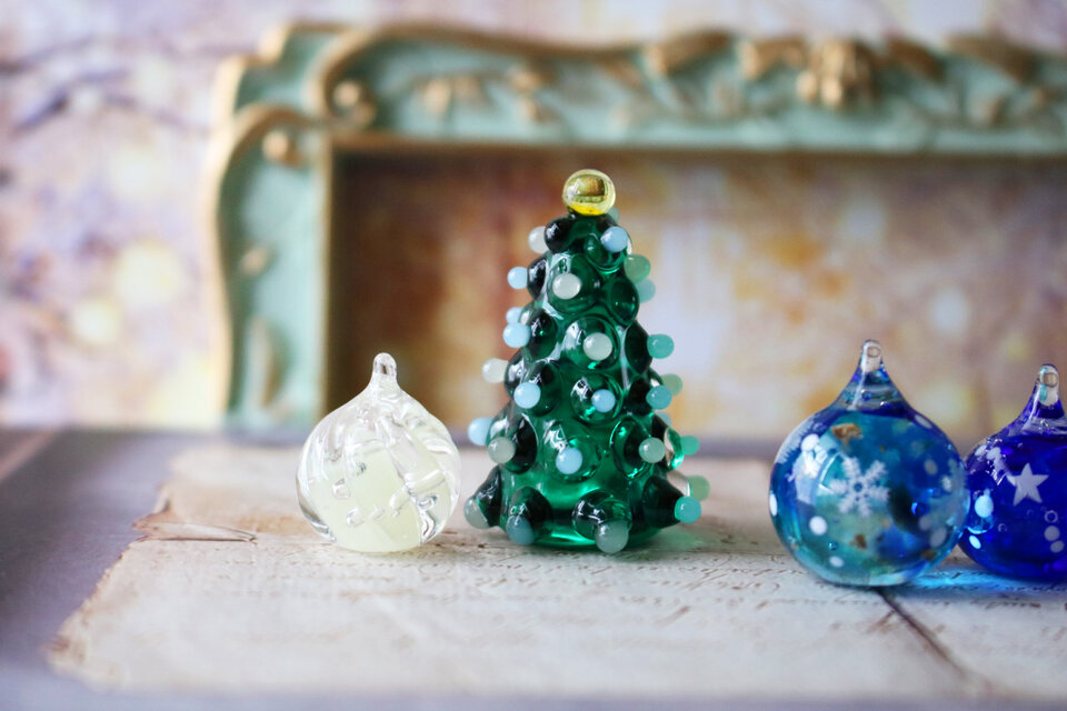 星降る聖夜のガラスオーナメント】～小さなガラスのクリスマスセット