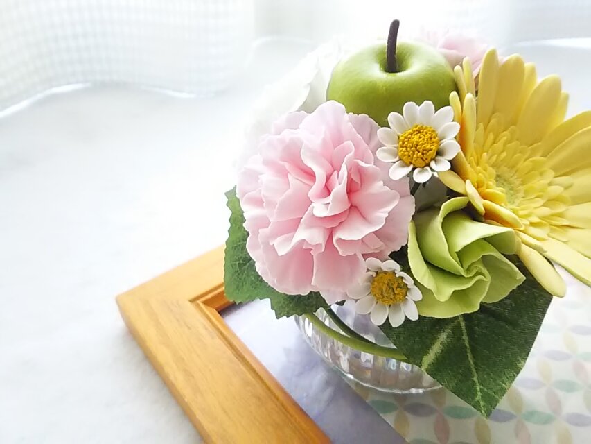 ❁クレイフラワーの小さなお供え花・仏花【てまり】❁咲ー仏壇・ご遺影