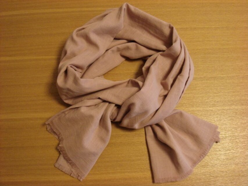 ☆コットンWガーゼ：グレイッシュピンクのロングストール☆