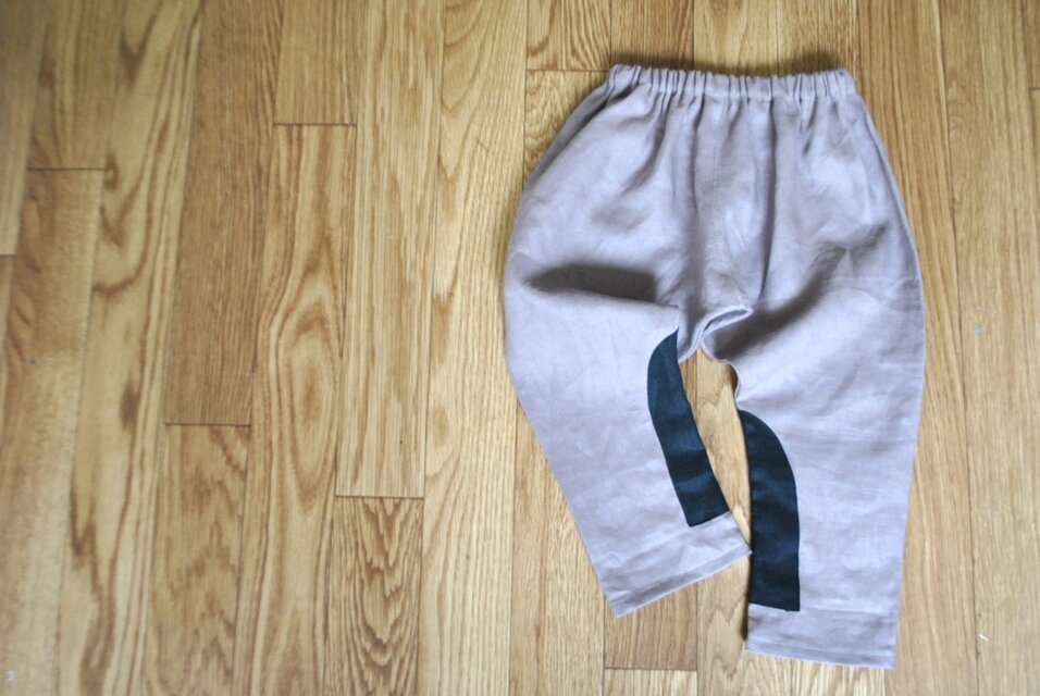 リネンのぷっくりパンツ９０〜１００（パープル）