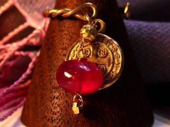 K18K10PGルビー(2.05ct)クロスメダイリング