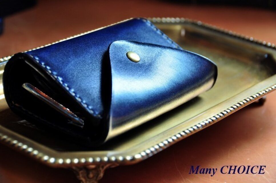 革の宝石・ルガトー・コインキャッチャー財布（紺）