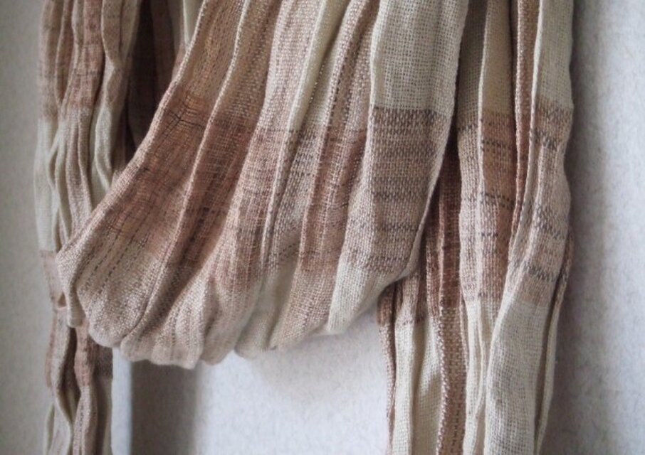 手織りオーガニックコットンストール・・土筆