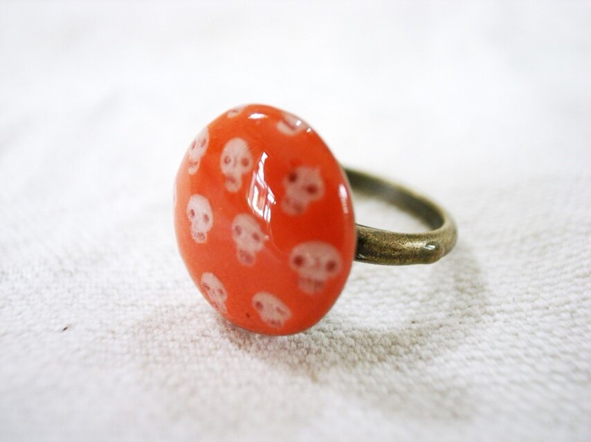 ガイコツドットリングオレンジ
