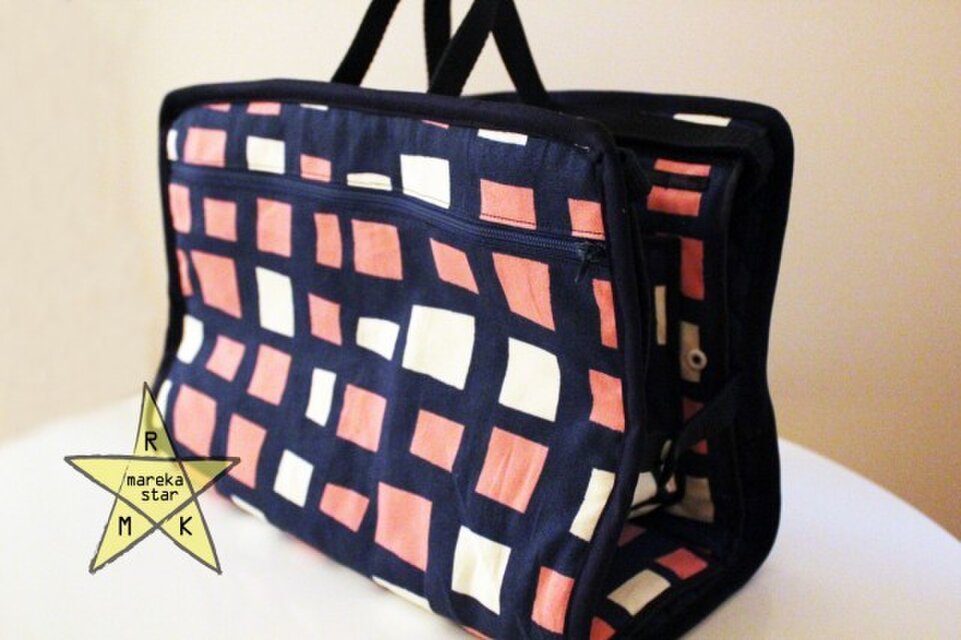 【売約済U様】№284 ベビーカーバック☆ネイビー四角柄