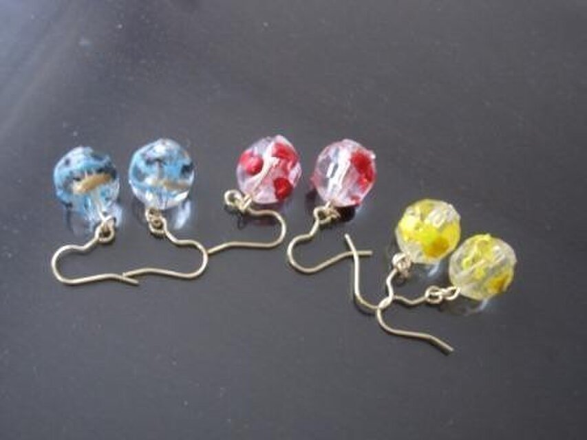 ガラス玉風 夏まつりピアス