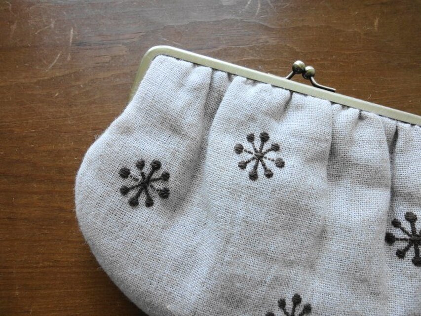 ［ 受注製作 ］ 種まき人のガマ口　こぎん刺し・こげ茶