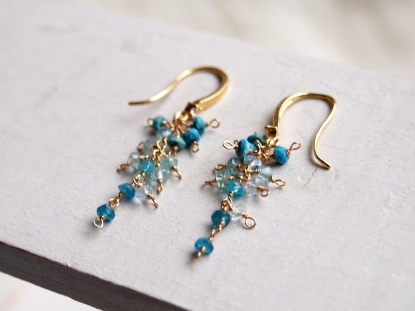 ブルー系コッパーと小粒天然石のピアス fe29e934d464a795fa987b4d5c4309