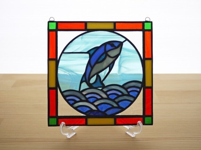 ステンドグラス ミニパネル マグロ 15cm