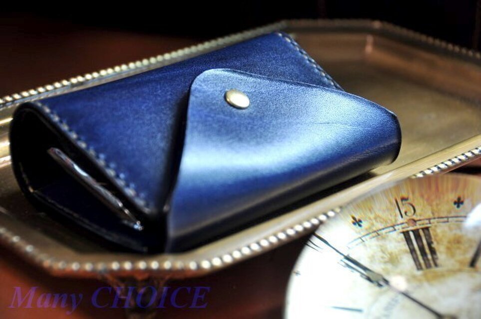 革の宝石・ルガトー・コインキャッチャー財布（紺）