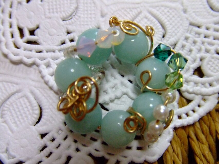 アマゾナイト　丸玉８ミリ　ペンダントトップアレンジ