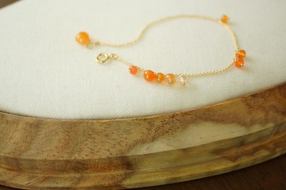 K14GF カーネリアンサンストンつぶつぶブレスレット