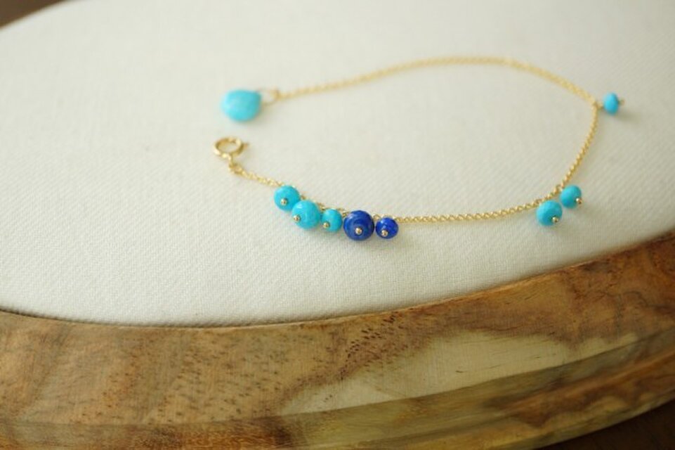 K14GF ターコイズラピスつぶつぶブレスレット