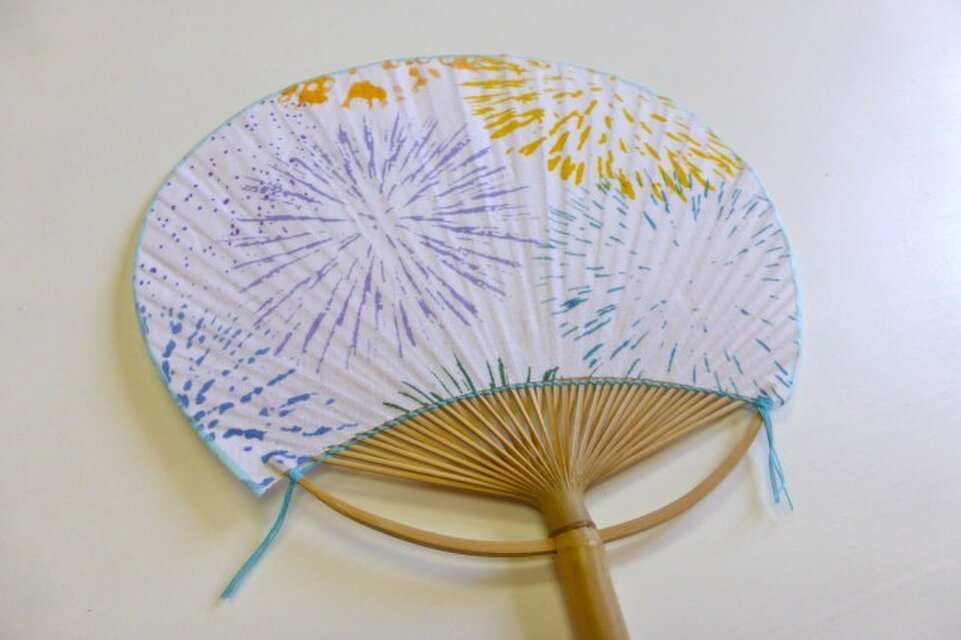 手拭い地うちわ［ 花火 ］