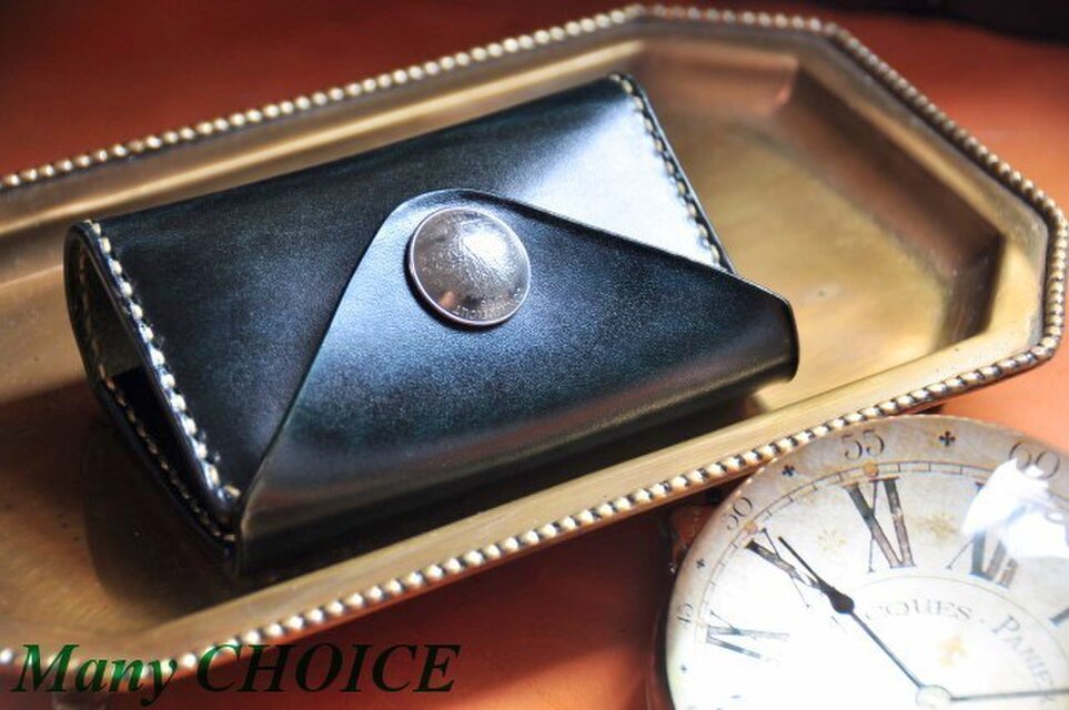 革の宝石・ルガトー・コインキャッチャー財布（緑）