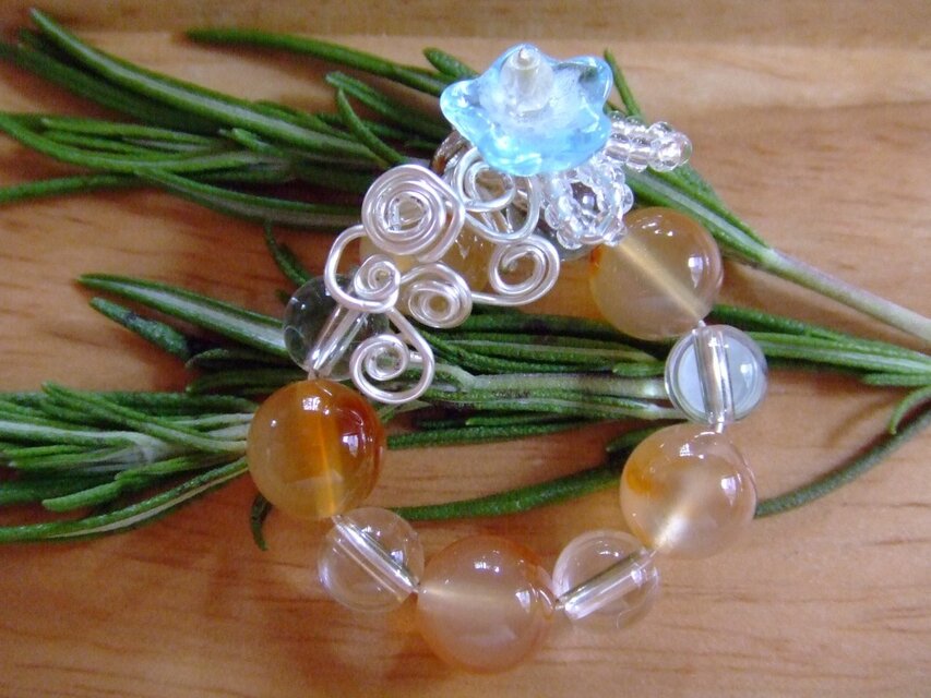 「生命の力」　天然石カーネリアン＆水晶のペンダントトップ