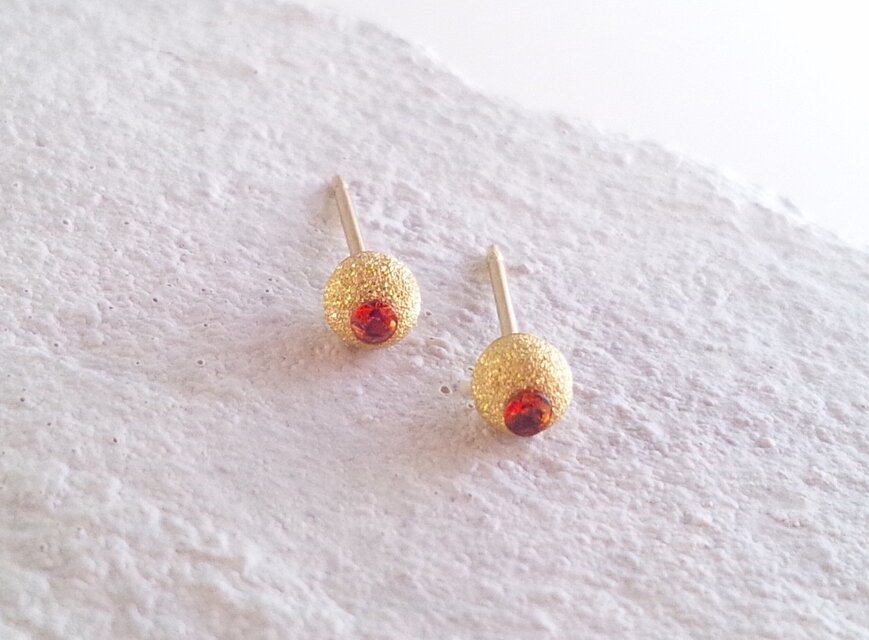 天然オレンジサファイア K14GF ピアス