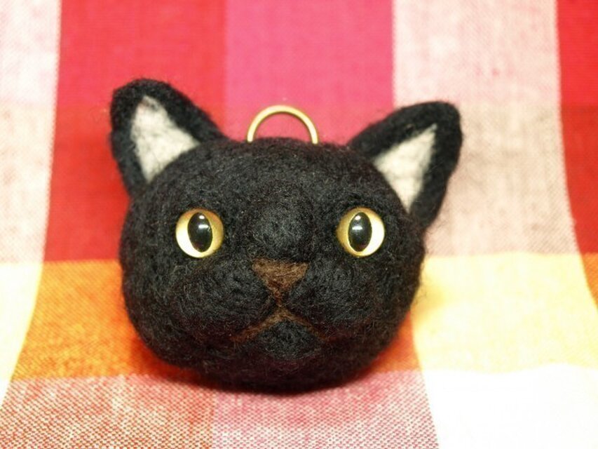 羊毛フェルト 【なまくびストラップ】 黒猫ちゃん | iichi 日々の