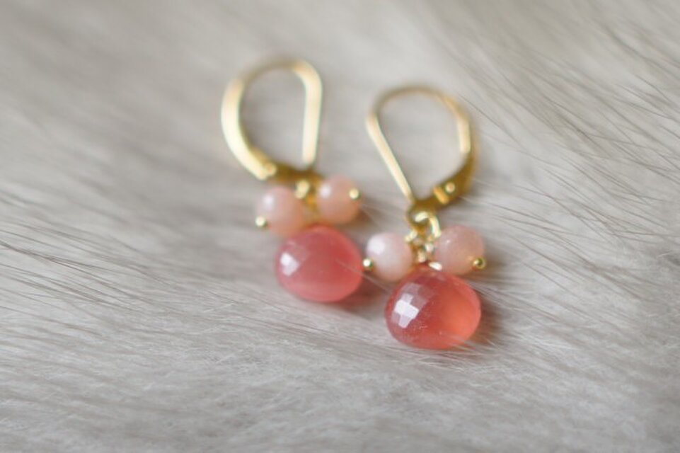 【Y様専用】インカローズPムンレバーバックピアス K14GF