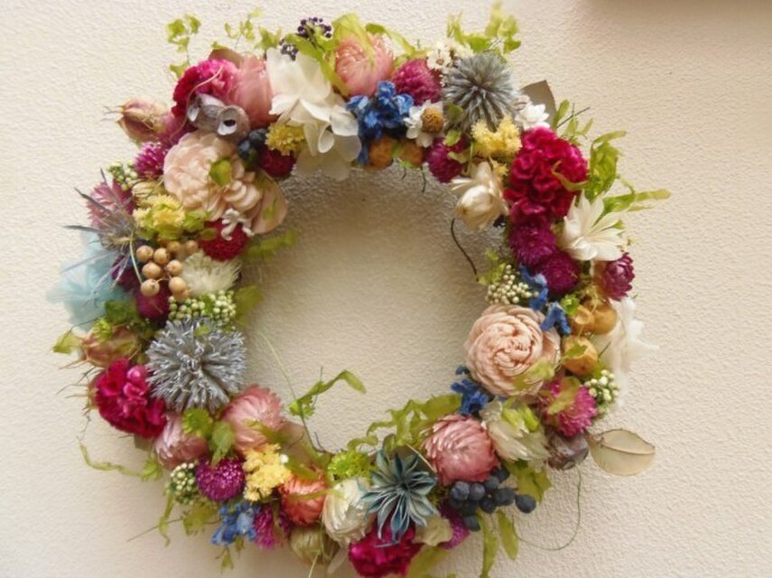 クイリング/ハンドメイド/リース/花束 ハンドメイドリース 花 リース 誕生日プレゼント 玄関飾り インテリア