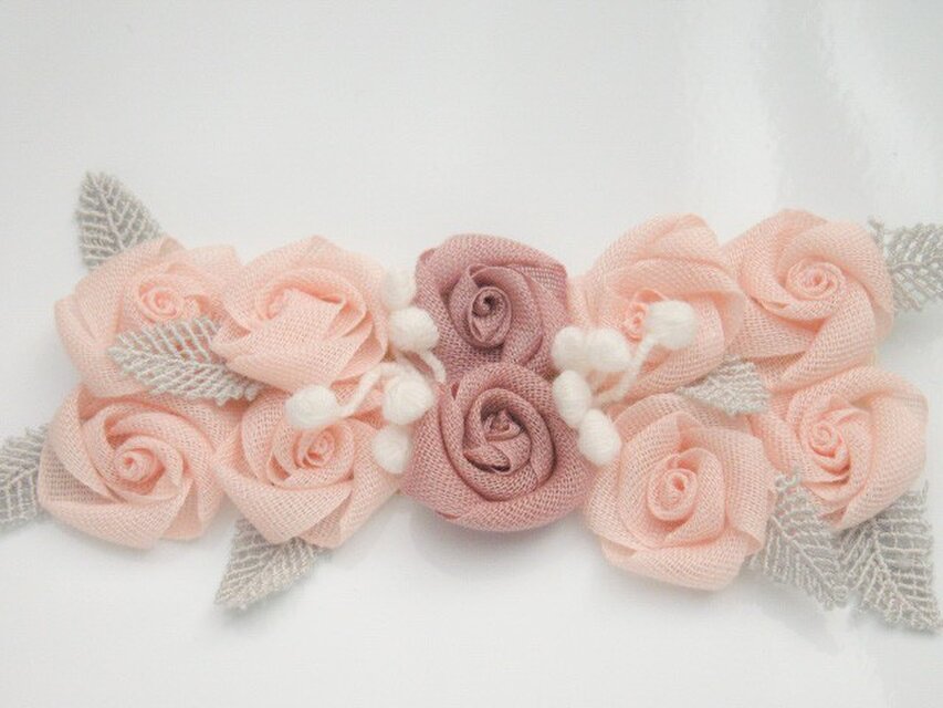 New ☆ピンク　オータムローズ　バレッタ