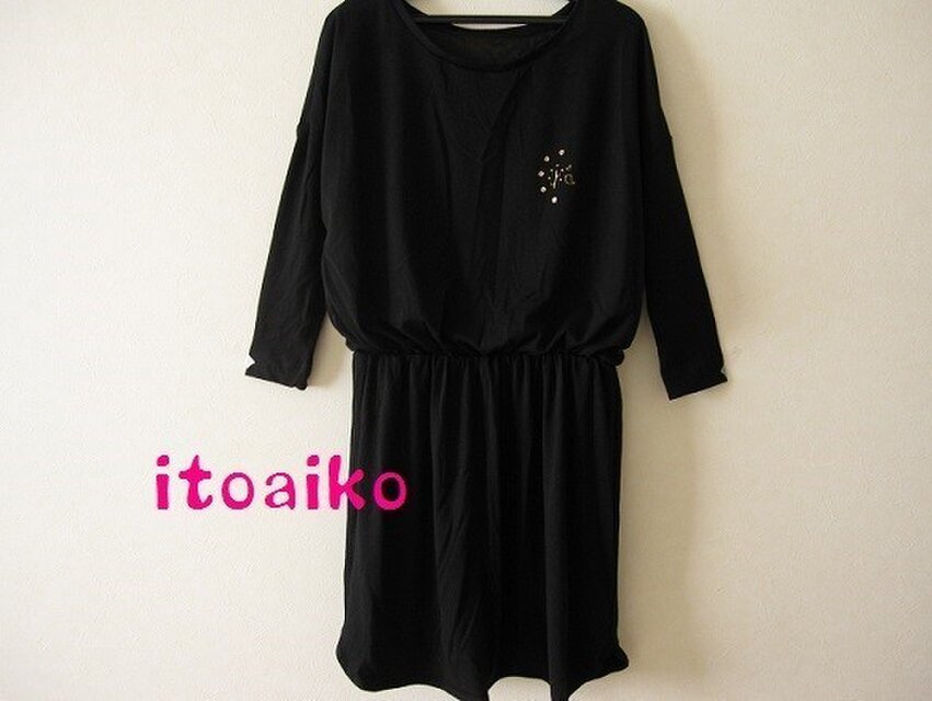 胸にワンポイント☆ワンピース（ブラック）