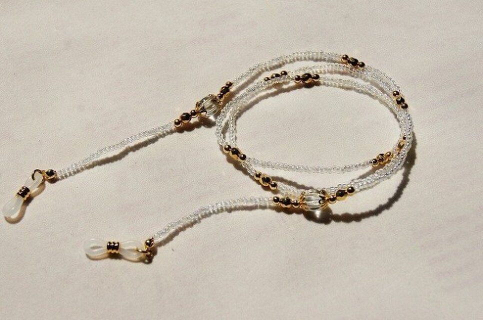 クリア＆ゴールド眼鏡ストラップ