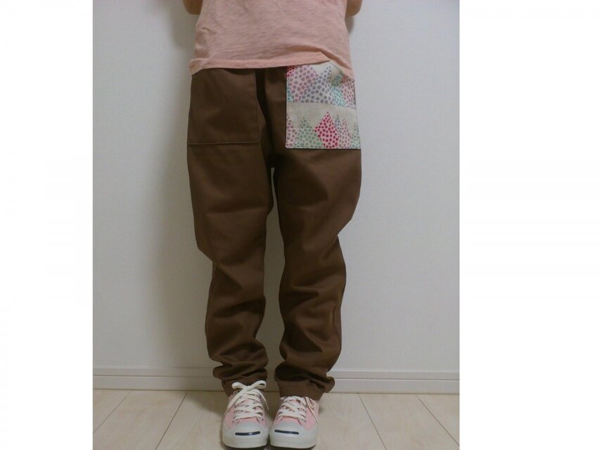 ※オーダー品※綿のゆるパンツ(ミルクチョコ)014