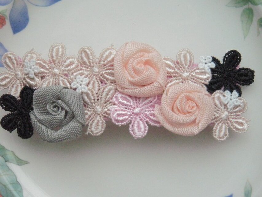 New ☆アッシュ＆ピンク　ブルーム　バレッタ