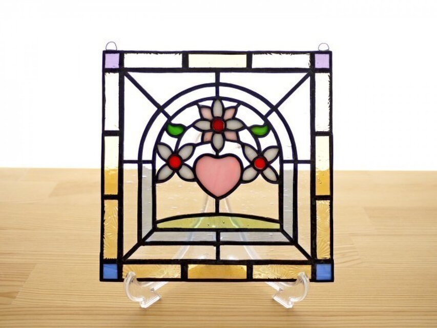 ステンドグラス ミニパネル フラワー 15cm