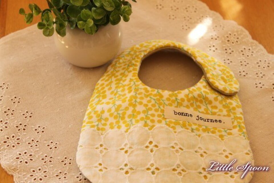 ＊送料無料＊ミモザとフラワーアップリケ　リバーシブルスタイ