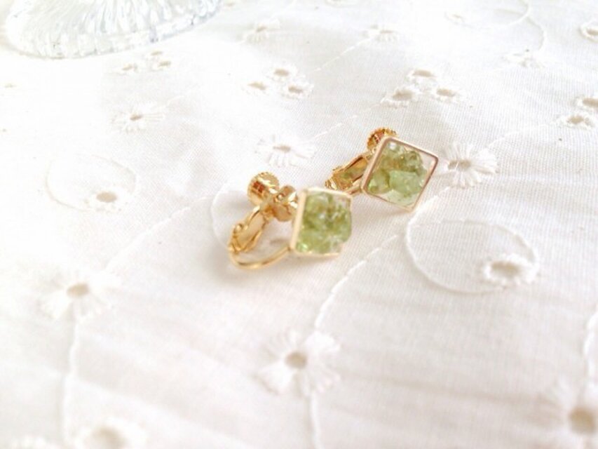 【pebble series】square ペリドット