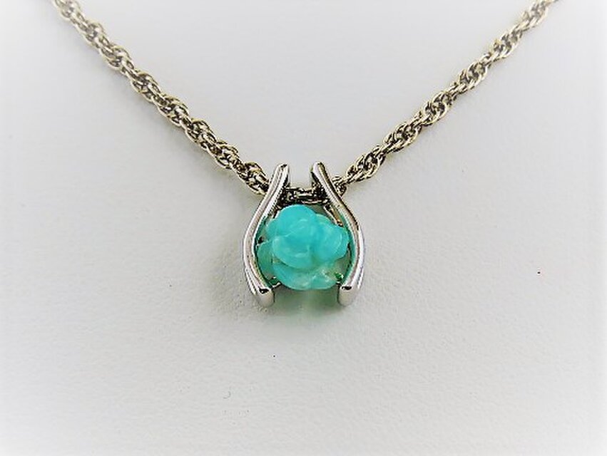 【アマゾナイト】ｶｰﾋﾞﾝｸﾞ薔薇シルバー925トップ