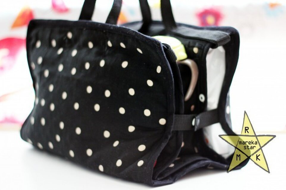 【売約済みＭ様】№89.ベビーカーバック(2WAY)☆黒水玉